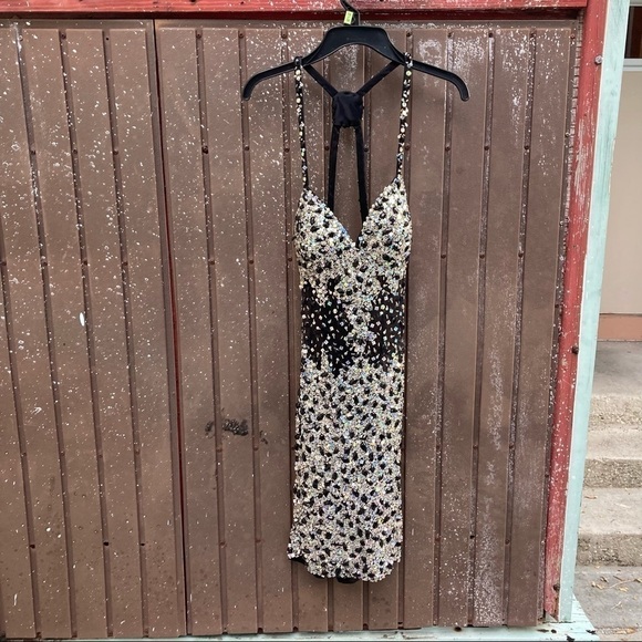 NEW w/tags Lila Madison New York Sequins Beads Black Silver SPARKLE Party Dress - Picture 7 of 8